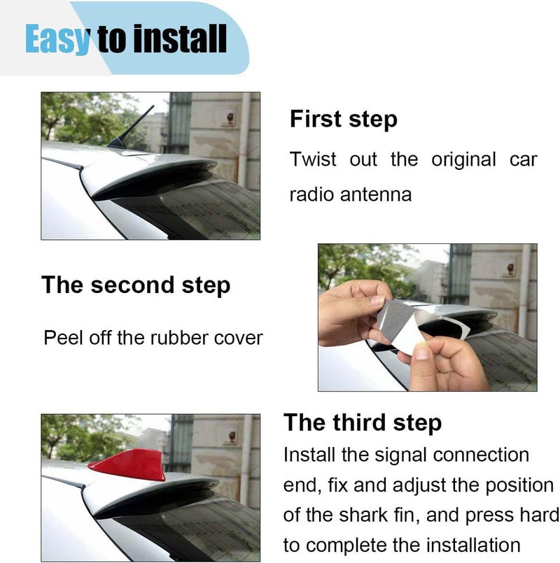 LHDOS Car Shark Fin Antenna Cover, Plastic Automotive Signal Roof Aerial Cover with Adhesive Tape, Universal Roof Mount Antenna Replacement Vehicle Decorative Cover for Car Truck SUV (Red) - Image 4